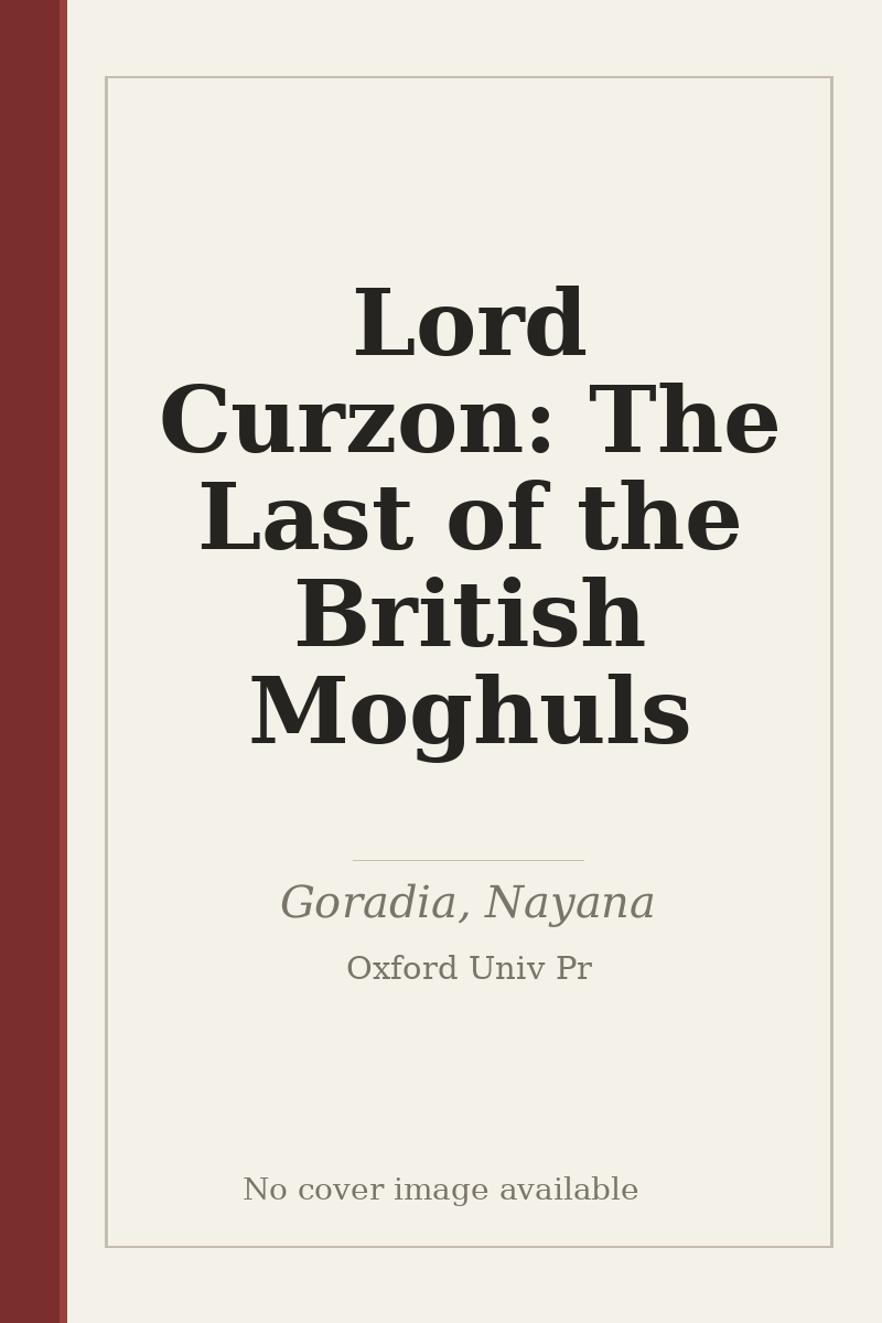 Lord Curzon: The Last of the British Moghuls - no cover image available