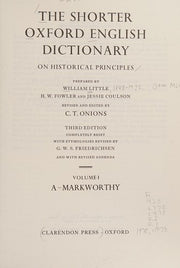 The Shorter Oxford English Dictionary on historical principles (2 Volume Set)