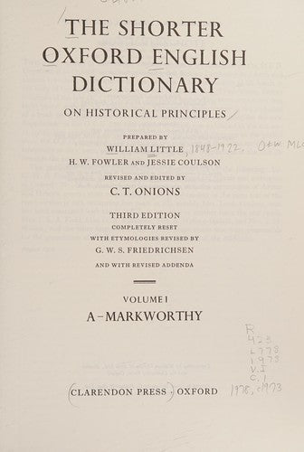The Shorter Oxford English Dictionary (2 volumes)