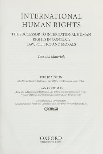 International Human Rights: The Successor to International Human Rights in Context : Law, Politics and Morals
