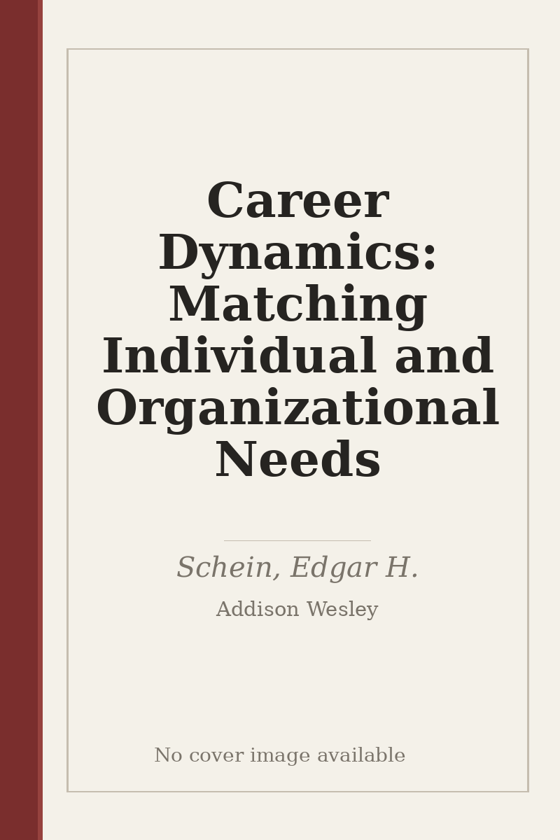 Career Dynamics: Matching Individual and Organizational Needs - no cover image available
