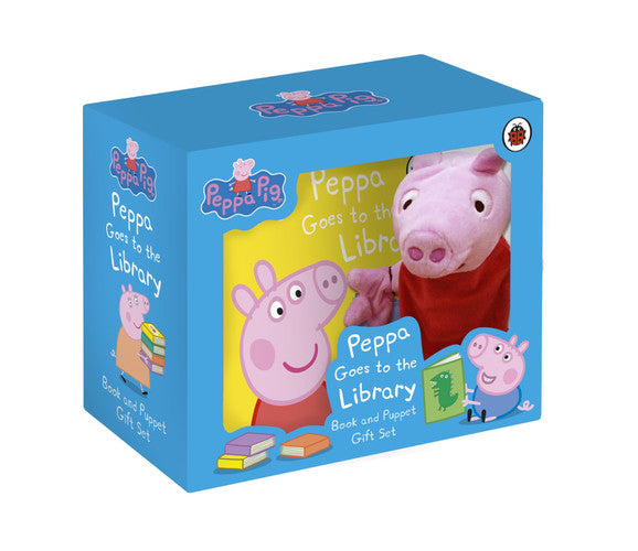 Peppa Goes to the Library - Book and Puppet