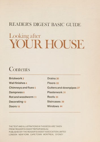 Looking After Your House (Reader's Digest Basic Guide)