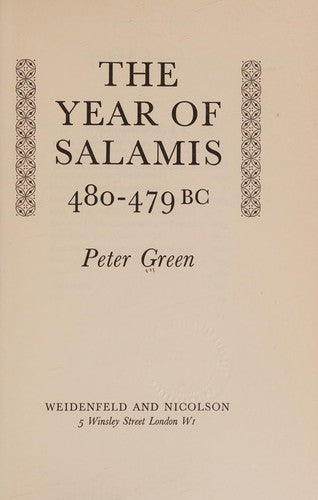 The Year of Salamis, 480 - 479 B.C.