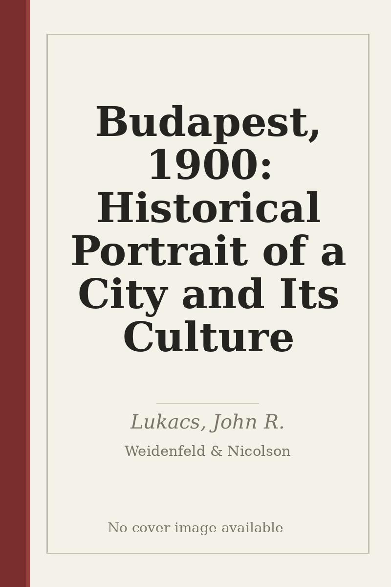 Budapest, 1900: Historical Portrait of a City and Its Culture - no cover image available