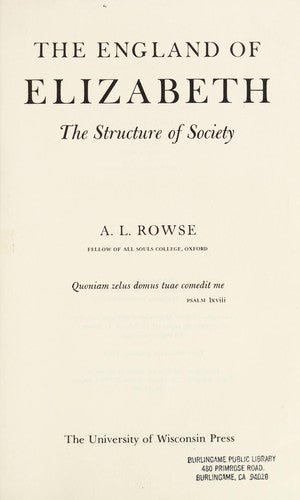 The England of Elizabeth: The Structure of Society