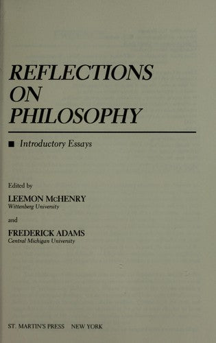 Reflections on Philosophy: Introductory Essays
