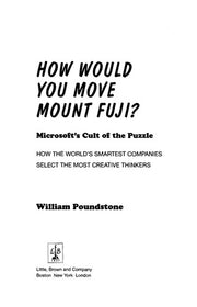 How Would You Move Mount Fuji?: Microsoft's Cult of the Puzzle