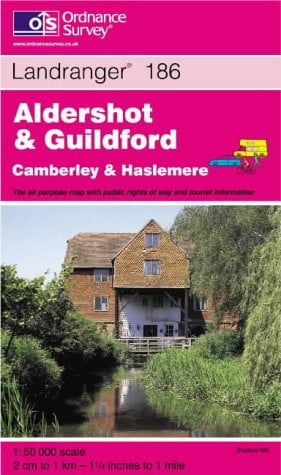 Aldershot and Guildford, Camberley and Haslemere: Sheet 186 (Landranger Maps)