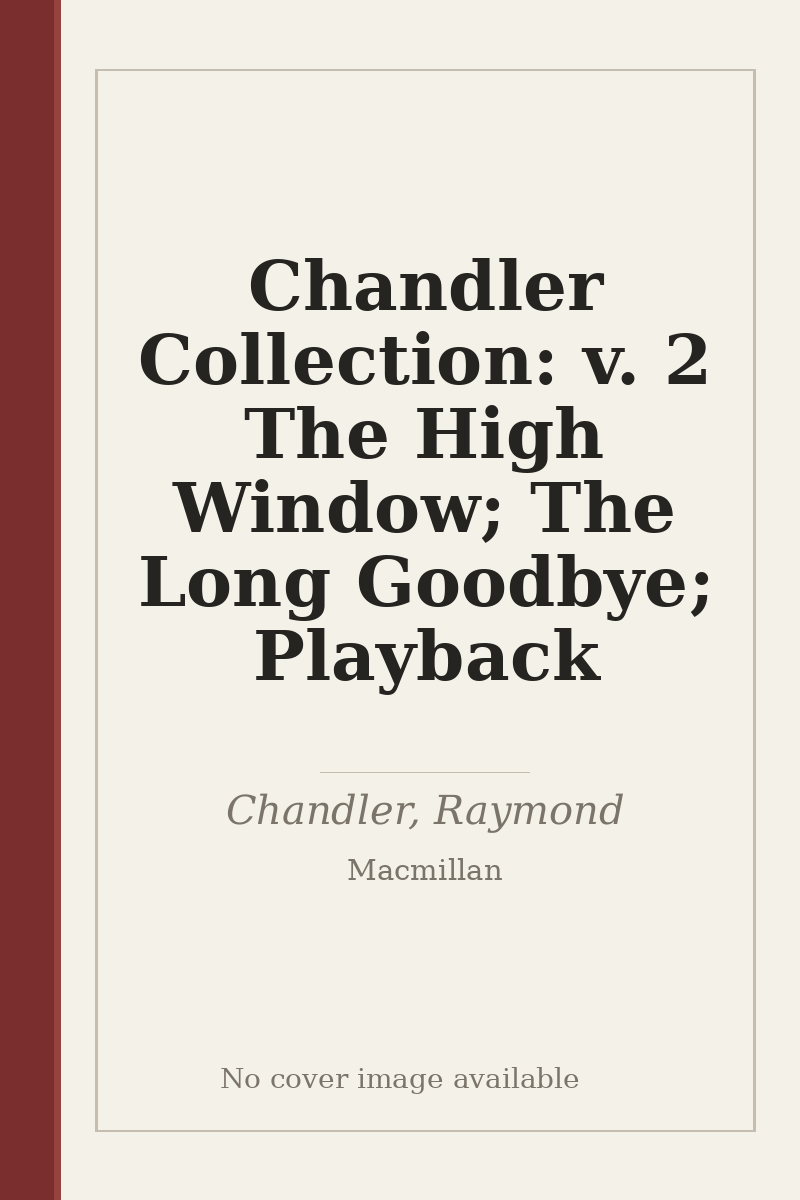Chandler Collection: v. 2 The High Window; The Long Goodbye; Playback - no cover image available