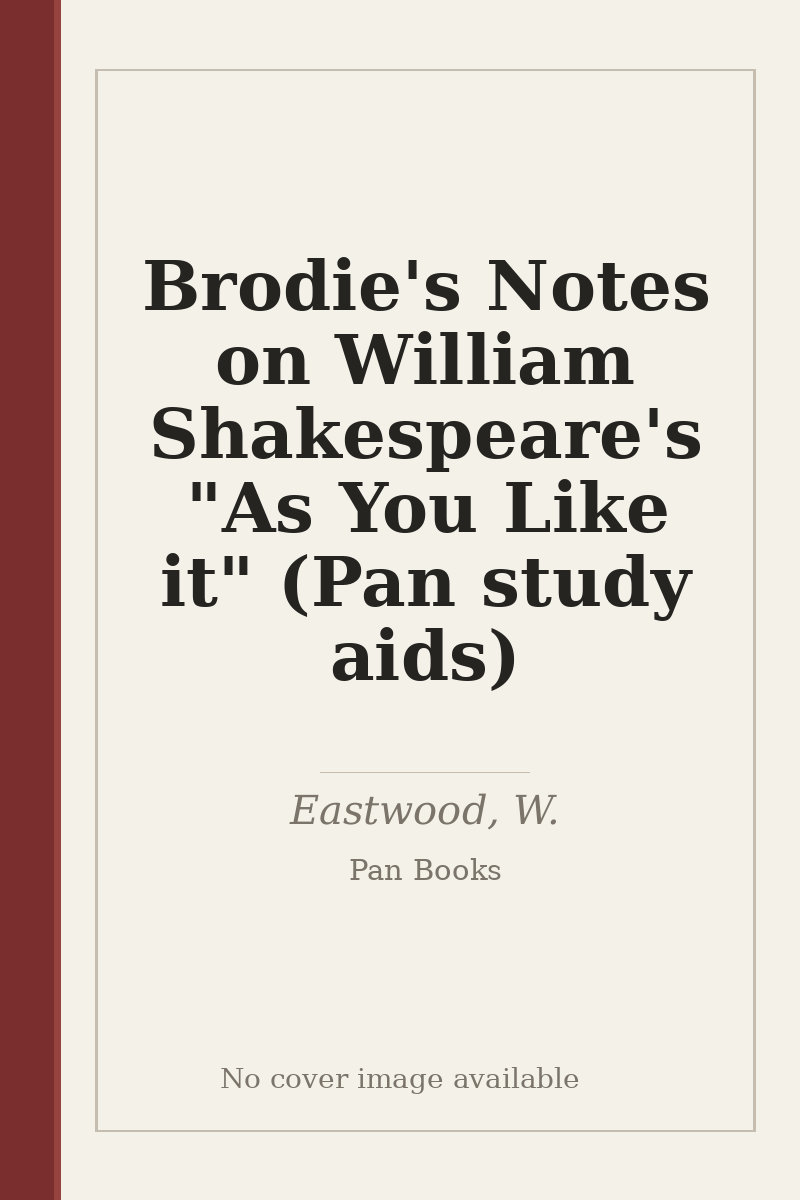 Brodie's Notes on William Shakespeare's "As You Like it" (Pan study aids) - no cover image available