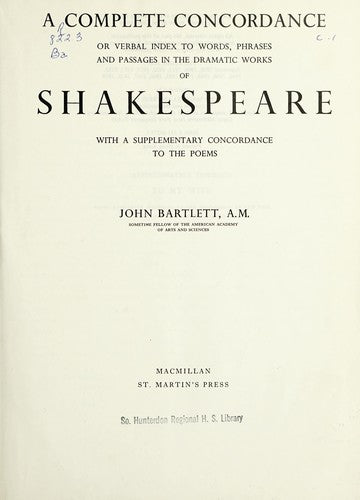 A Complete Concordance to Shakespeare