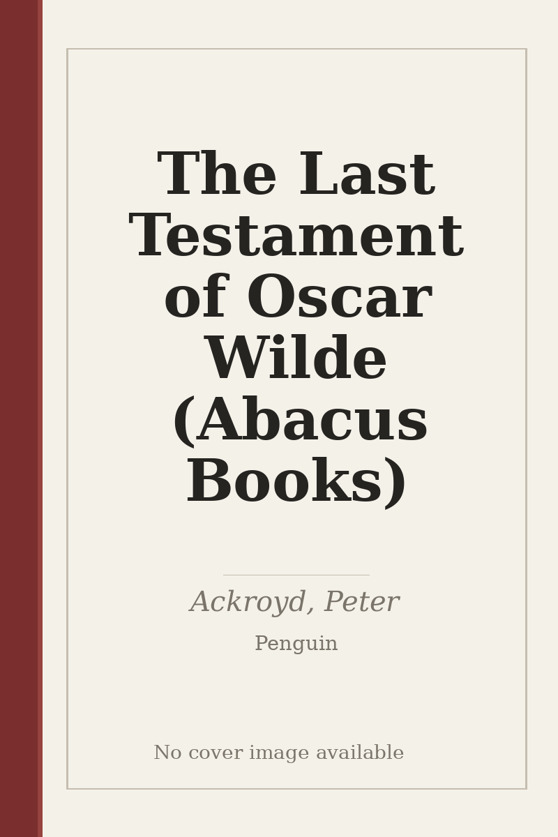 The Last Testament of Oscar Wilde (Abacus Books) - no cover image available