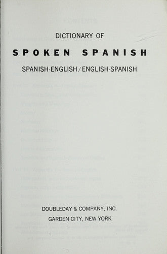 Dictionary of Spoken Spanish: A Spanish-English, English-Spanish Dictionary