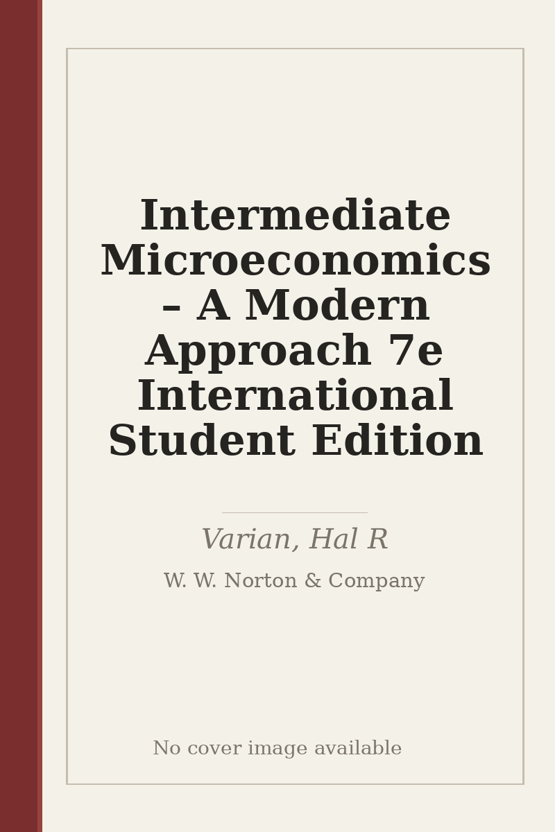 Intermediate Microeconomics – A Modern Approach 7e International Student Edition - no cover image available