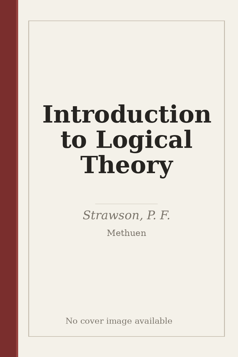 Introduction to Logical Theory - no cover image available