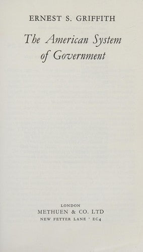 American System of Government (University Paperbacks)