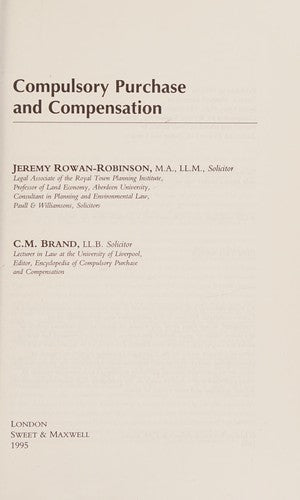 Compulsory Purchase and Compensation