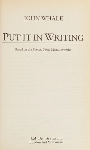 Put it in Writing