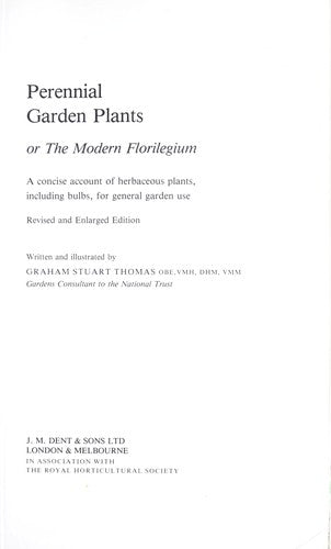 Perennial Garden Plants or the Modern Florilegium