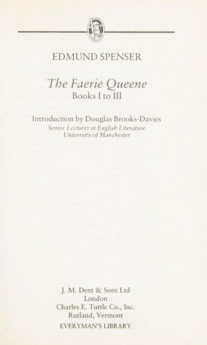Faerie Queene: Bk. 1-3 (Everyman's Library)