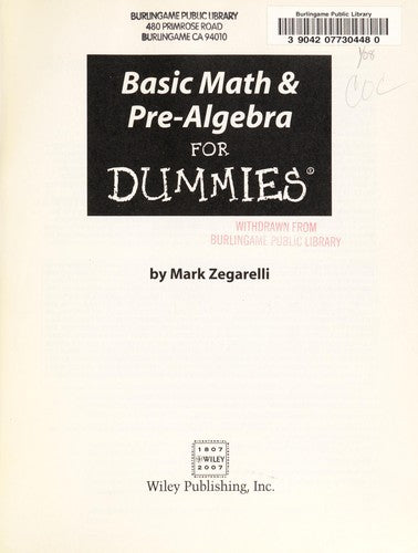 Basic Math and Pre-algebra For Dummies (US Edition)