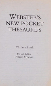 Webster's New Pocket Thesaurus Edition: First