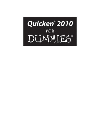 Quicken 2010 For Dummies (For Dummies Series)