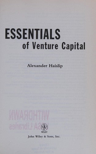 Essentials of Venture Capital: 52 (Essentials Series)