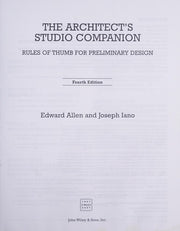 The Architect's Studio Companion: Rules of Thumb for Preliminary Design