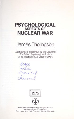 Psychological Aspects of Nuclear War