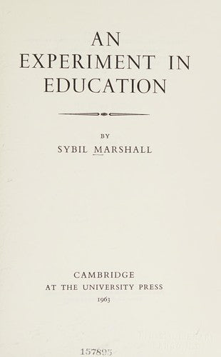 An Experiment in Education