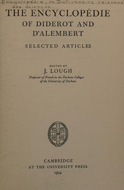 The Encyclopedie of Diderot and D'Alembert: Selected Articles