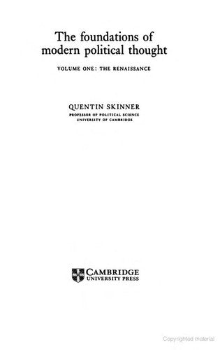 The Foundations of Modern Political Thought: The Age of Reformation