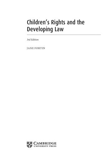 Children's Rights and the Developing Law (Law in Context)