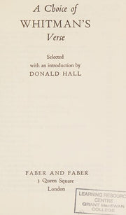 A Choice of Whitman's Verse