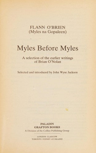 Myles Before Myles (Paladin Books)