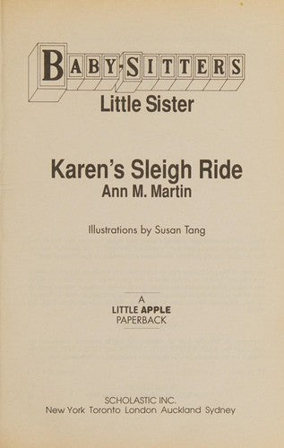 Karen's Sleigh Ride (Baby-Sitters, Little Sister # 92)