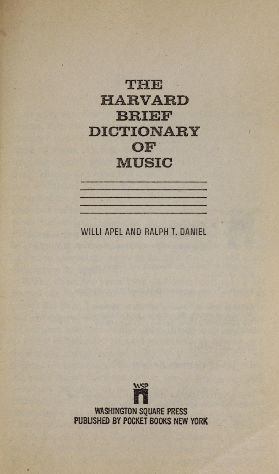 Harvard Brief Dictionary of Music