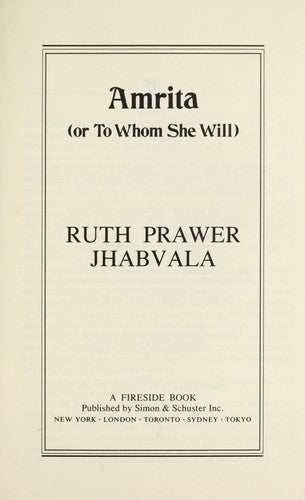 Amrita: Or to Whom She Will