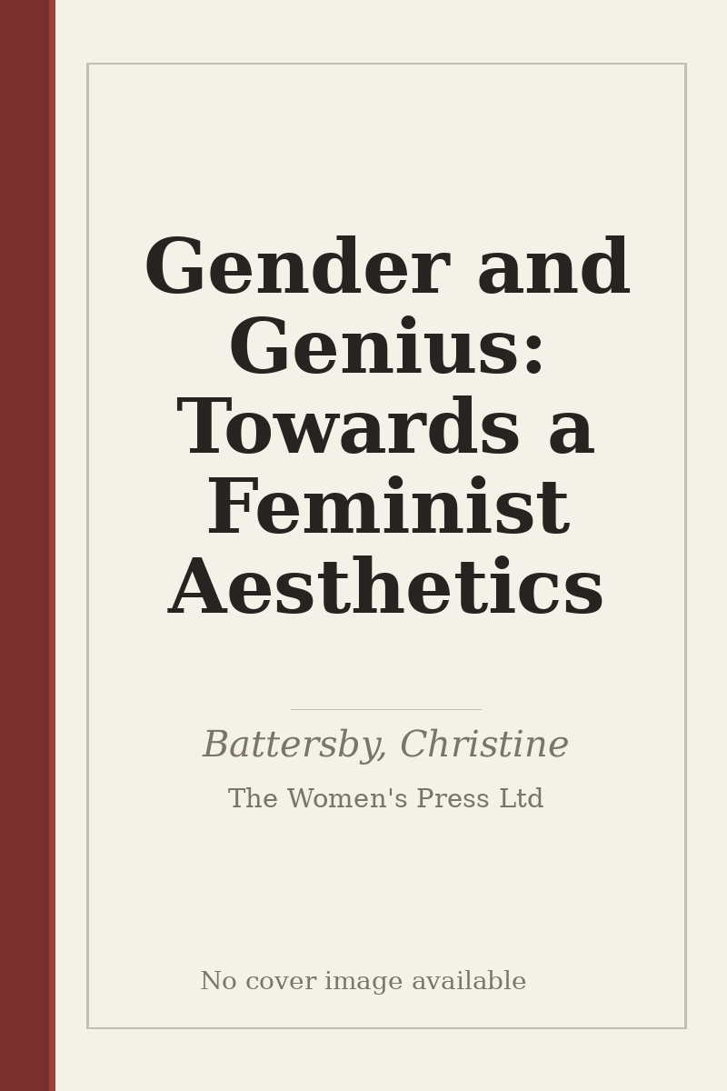 Gender and Genius: Towards a Feminist Aesthetics - no cover image available