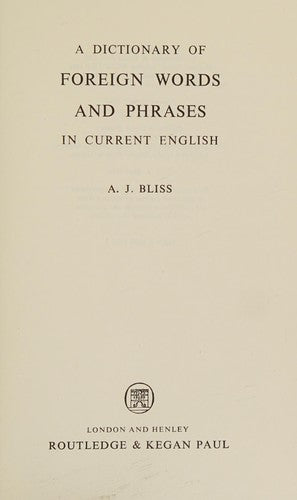 Dictionary of Foreign Words and Phrases in Current English