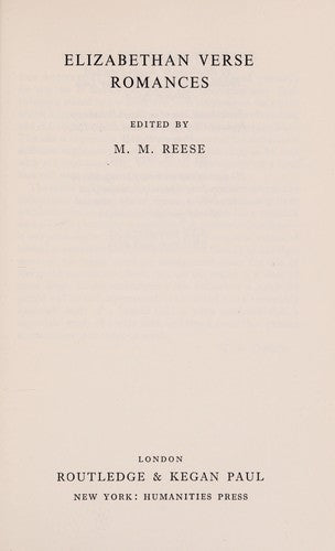 Elizabethan Verse Romances (English Texts S.)