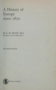 A History of Europe, 1870-1950