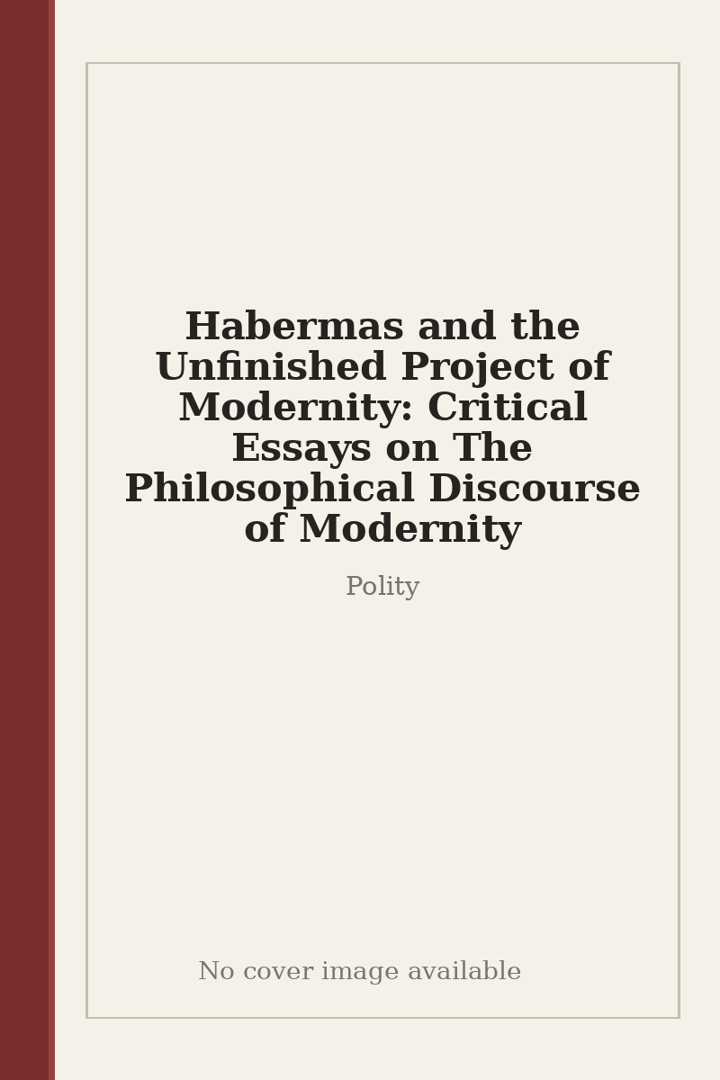 Habermas and the Unfinished Project of Modernity: Critical Essays on The Philosophical Discourse of Modernity - no cover image available