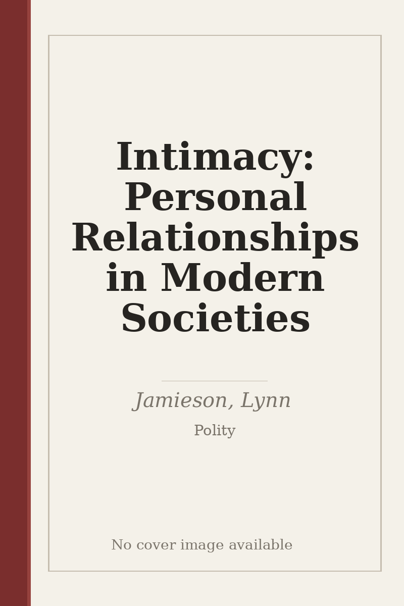 Intimacy: Personal Relationships in Modern Societies - no cover image available