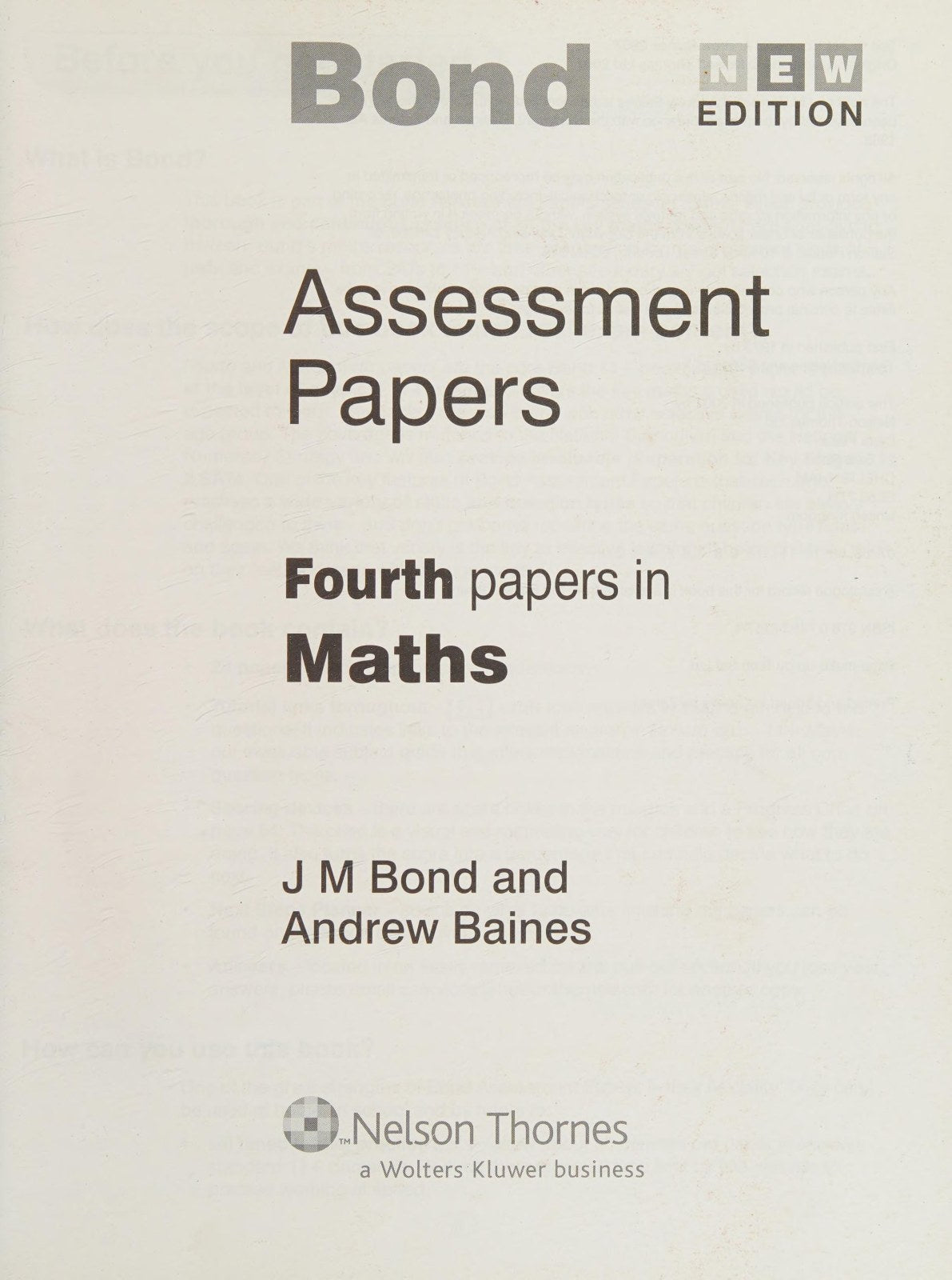 Bond Fourth Papers in Maths 10-11+ Years
