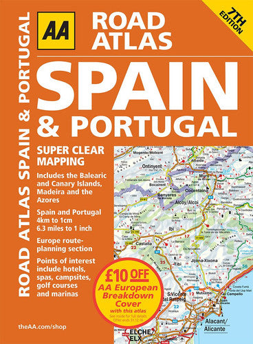 AA Road Atlas Spain and Portugal (1:6.3 miles to 1 inch)