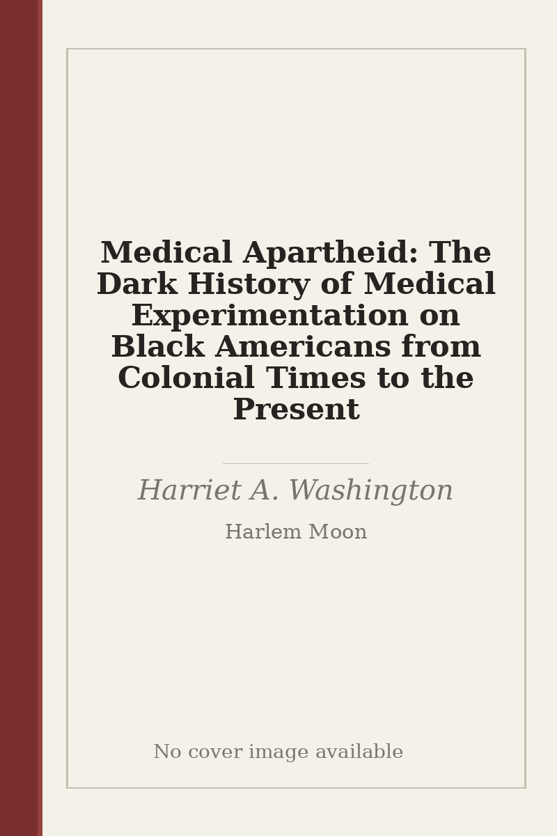 Medical Apartheid: The Dark History of Medical Experimentation on Black Americans from Colonial Times to the Present - no cover image available