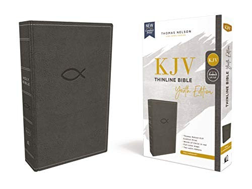 KJV Holy Bible: Thinline Youth Edition, Gray Leathersoft, Red Letter, Comfort Print: King James Version: Holy Bible, King James Version